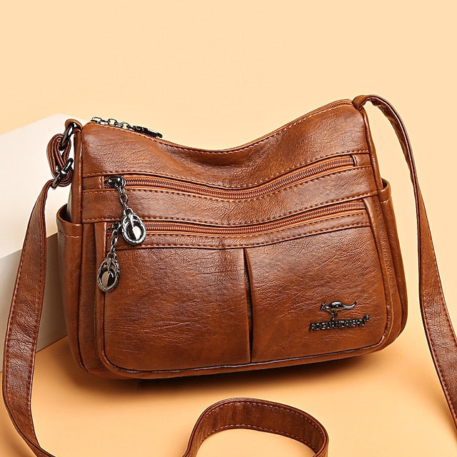 Shoulder Bag Multi-Pocket Faux Leather Crossbody Women's -