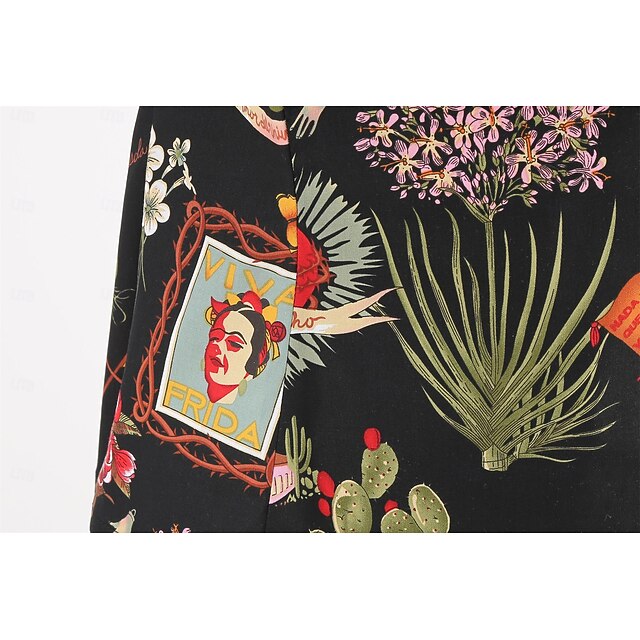 Retro Vintage 1950s Blouse / Shirt Off Shoulder Flower / Floral