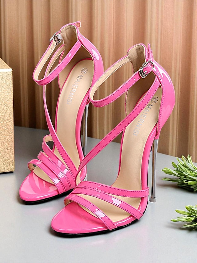 Women's Patent - PU Heels Sandals Red High Stiletto Strappy