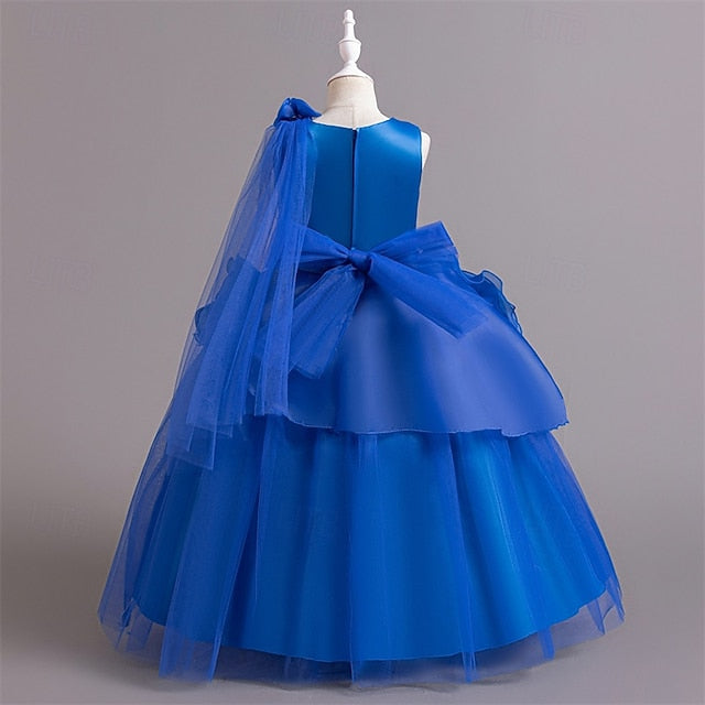 Solid Color Kids Dress Girls' Party Cosplay