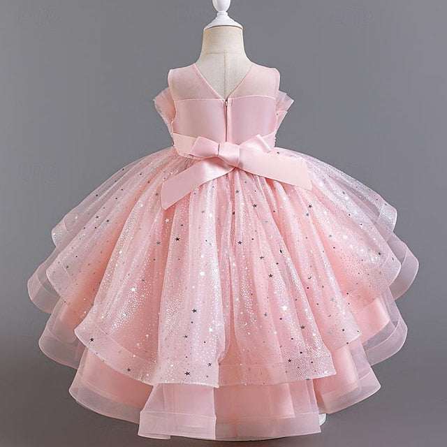 Kids Girls' Dress Girl Sequin Flower Party Sleeveless