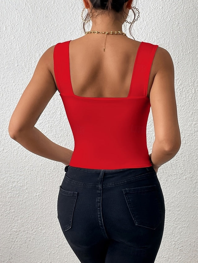 Women's Camisole Tank Top Solid Color Stylish Casual