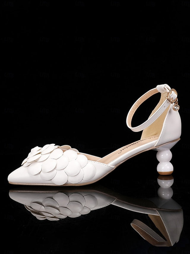 Shoes Bridal White with Floral-Embellished Clutch – Matching