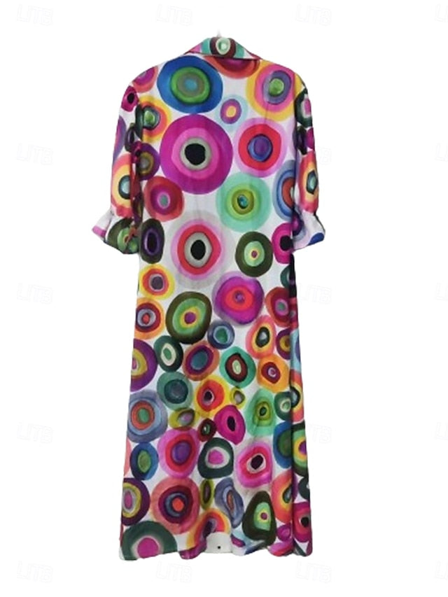 Women's Floral Graphic Print V Neck Flared Sleeve Maxi
