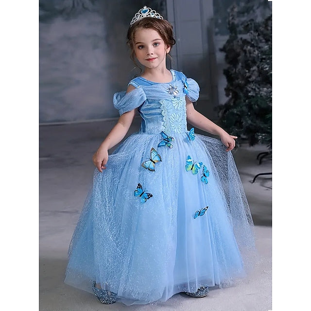 Tulle Elsa Party Frozen Theme Princess Costume Flower Girl Dress