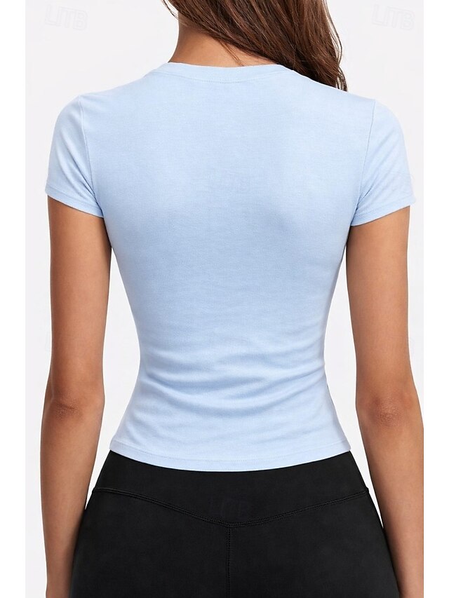 Women's Petite Sports T-Shirt Slim fit top Curved Hem Solid