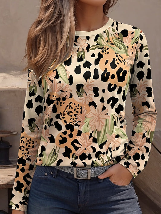 Women's T Shirt Print Graphic Leopard Geometric Vintage