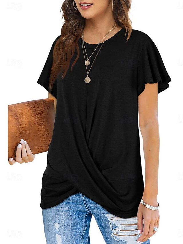 Women's T Shirt Solid Color Plain Classic Modern Casual