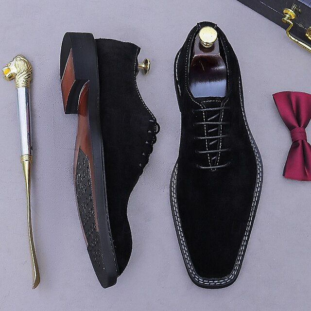 Suede Genuine Leather Cowhide Shoes Men's - Oxford