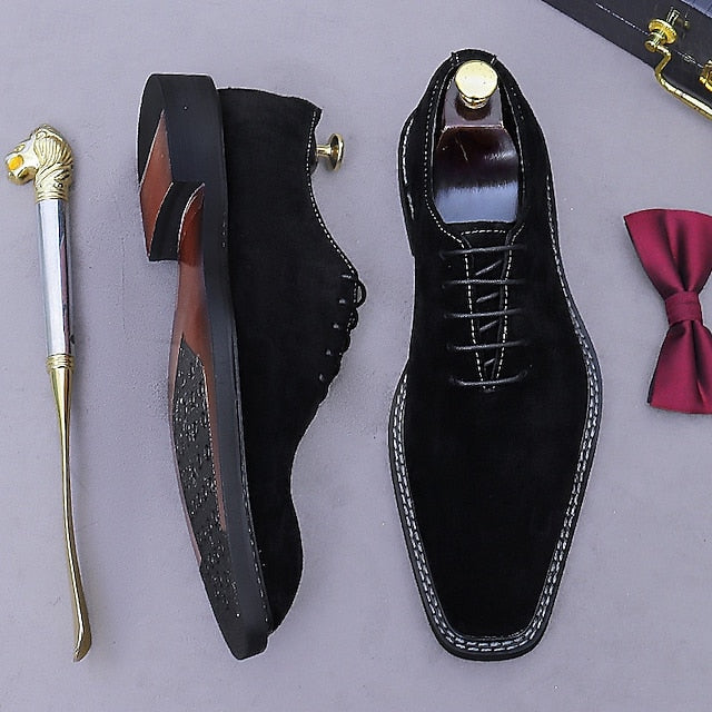 Men's Shoes Oxford Cowhide Suede Leather - Genuine