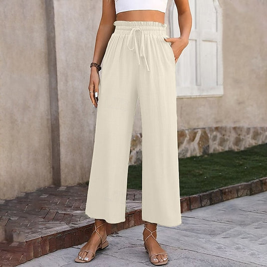 Women's Cotton Linen Pants Wide Leg Chinos Vacation