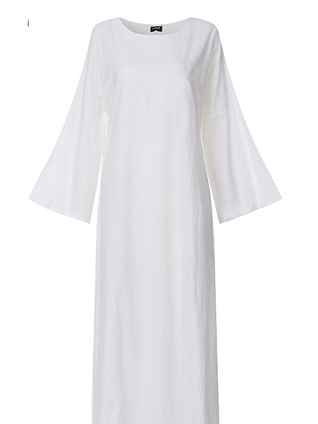 Women's White khaki Spring Fall Autumn Maxi Dress White