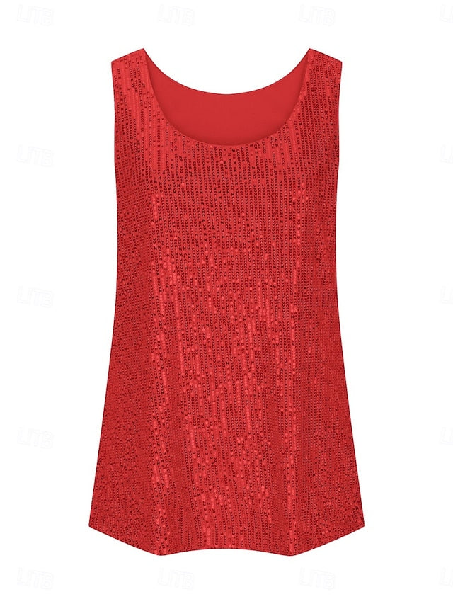 Women's Camisole Tank Top Sequins Solid Color Daily Casual