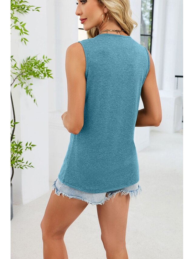 Women's Tank Top Plain Cozy Sleeveless V Neck Long Tops