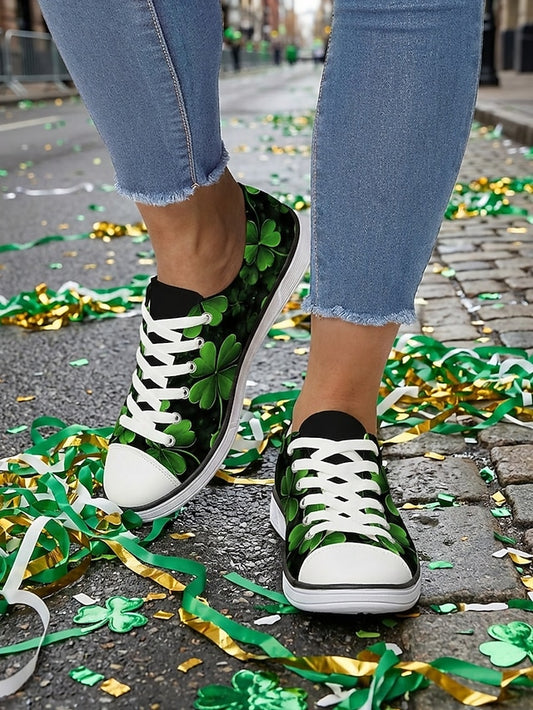 Women's St. Patrick's Day Green Clover Print Canvas