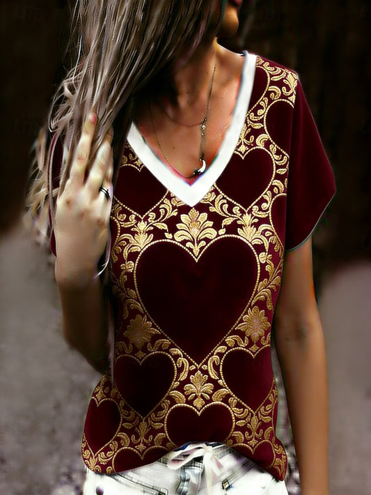 Valentine's Day Women's T Shirt Tee Top Print Heart