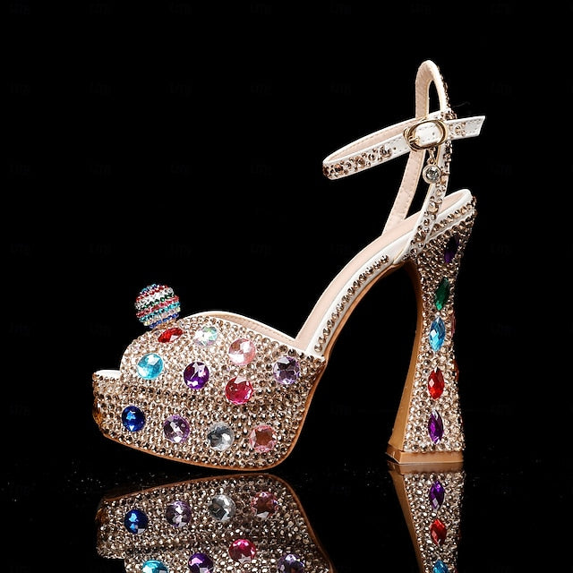 Women's Platform Sandals Rhinestone Colorful – Sparkly
