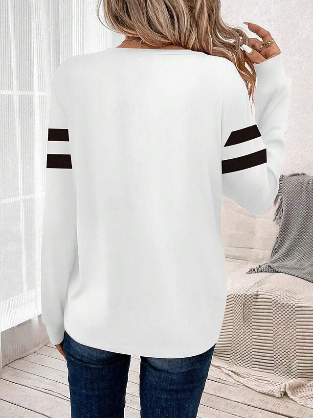 Women's T Shirt Print Graphic Striped Fashion Casual Long