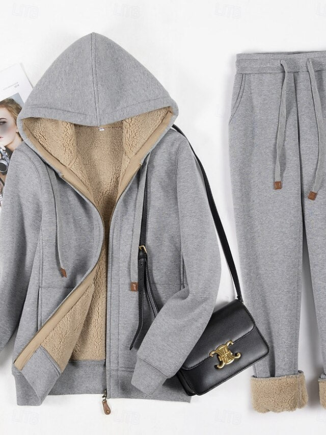 Women's Hoodie Pants Sets Bolero Top Long Sleeve Hooded