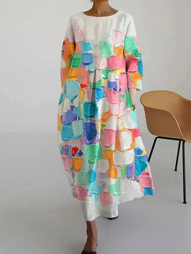Women's Maxi Dress Pink Red Spring Fall Winter Loose Dress