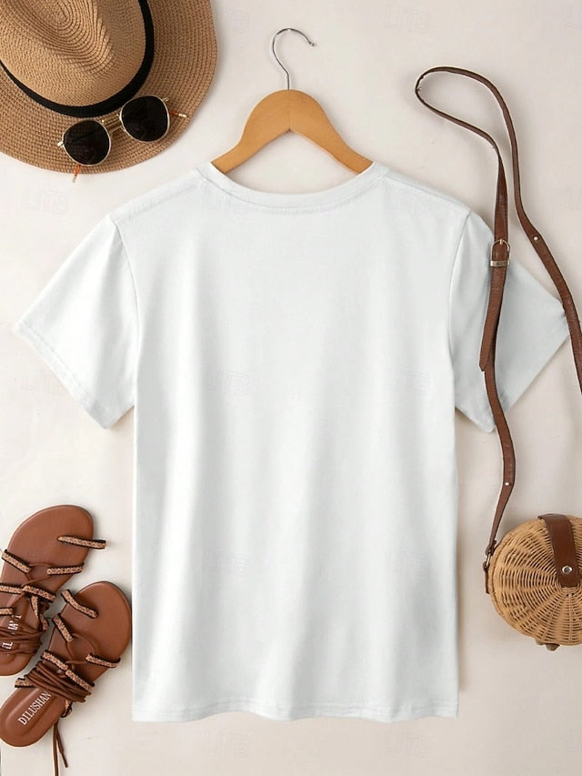 Women's 100% Cotton T Shirt Casual Graphic Regular Tops