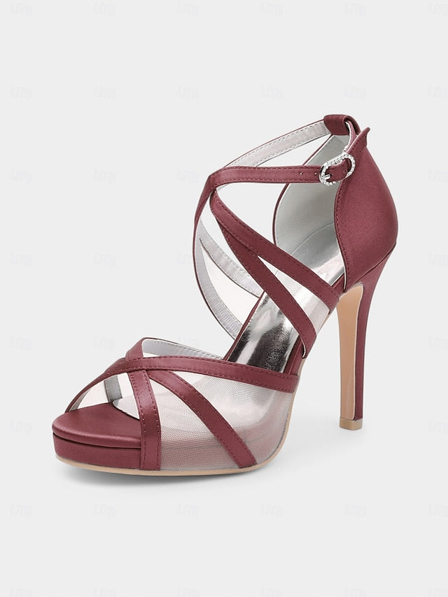 Sandals with White High Straps Bridal Heel Cross Satin Perfect -