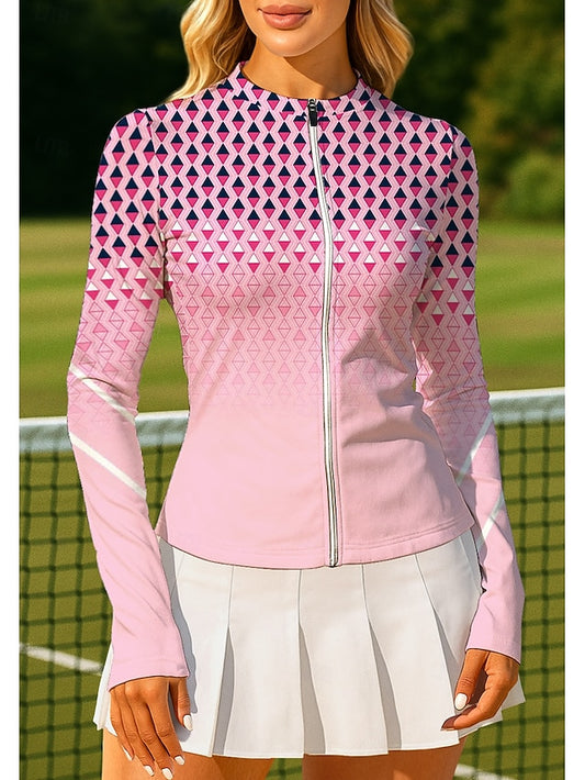 Women's Geometric Gradient Tops Sport Shirt Tennis Shirt