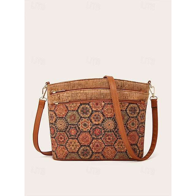 Geometric Patterns Vintage Boho Crossbody with - Lightweight Bag