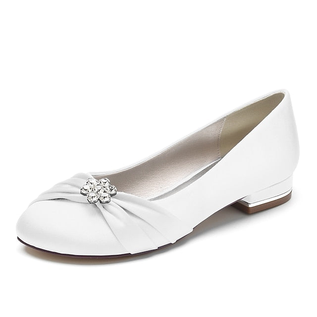 with Flats Light Women's Satin Wedding Rhinestone Blue