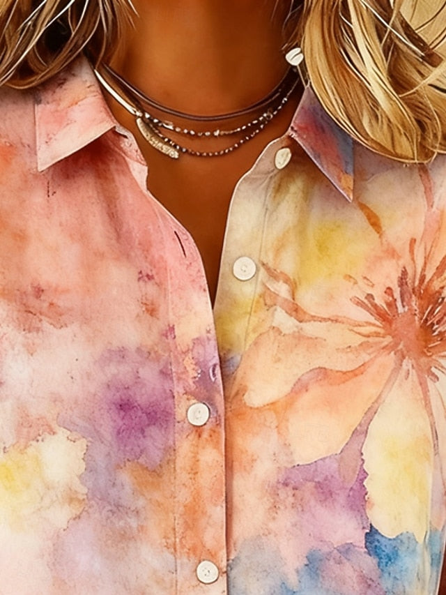 Women's Shirt Buttons Print Floral Graphic Stylish Casual