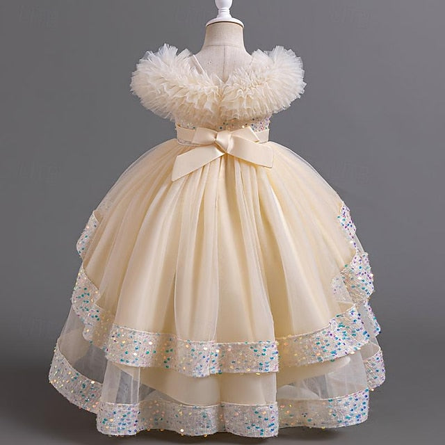 Girl Party Dress Sleeveless Flower Sequin Kids Girls'