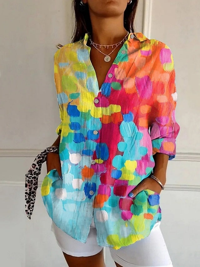 Women's Shirt Buttons Print Floral Active Daily Stylish