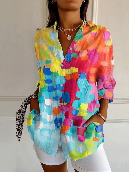 Women's Shirt Buttons Print Floral Active Daily Stylish