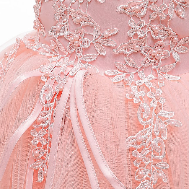 Sleeveless Solid Girls' Color Kids Dress Party