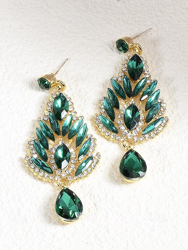 Crystal Drop Earrings Women's Emerald – Green