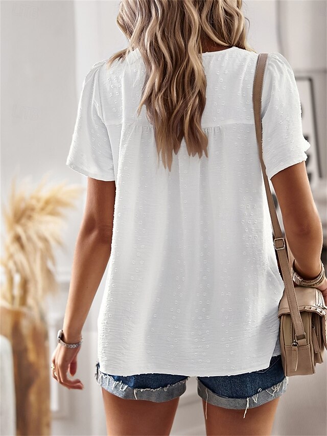 Women's Shirt Blouse Solid Color Stylish Casual Short