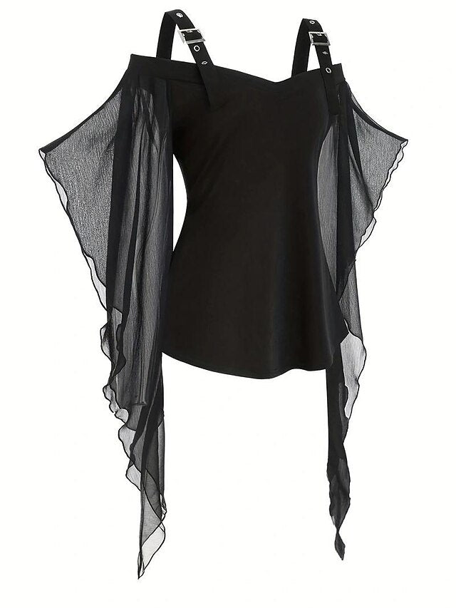 Ruffle Trim Cosplay Blouse Medieval Gothic Vintage Slim Contrast