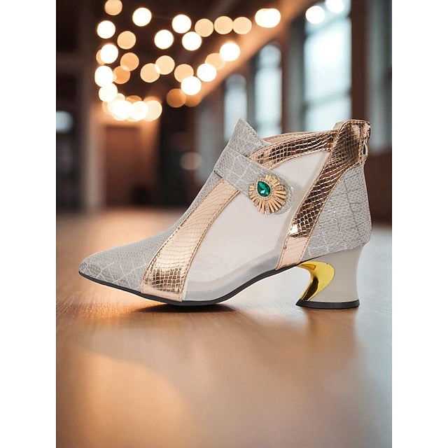 Emerald Women's Silver Gold and Boots Mesh with Ankle