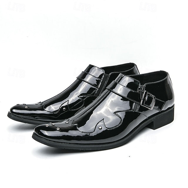 Strap Shoes Leather Men's – Formal Monk Black