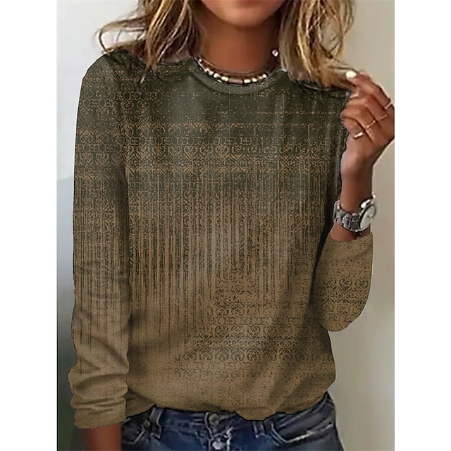 Women's T shirt Long Sleeve Crew Neck Long Sleeve Tunic
