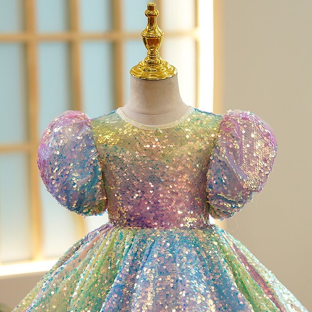 Short Summer Dress Girls' 3D Spring Wedding colour Sleeve