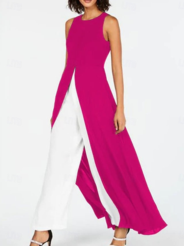 Women's Casual Dress Maxi Dress Patchwork Elegant Crew Neck