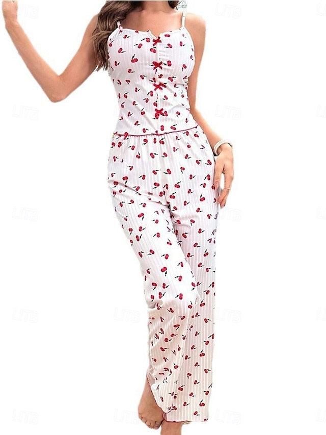 Women's Pajama Set Lovers Sexy Casual Lip Dot Elastic Waist