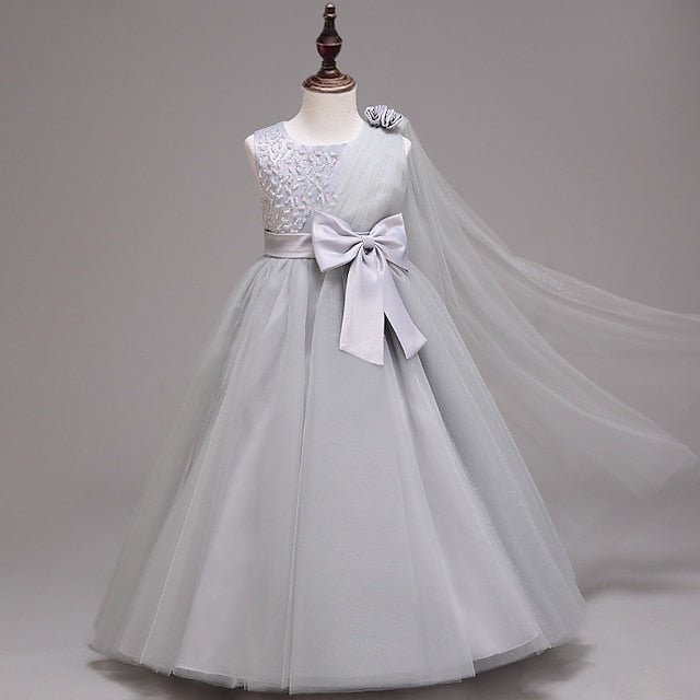 Girls' Kids Colored Flower Solid Dress Girl