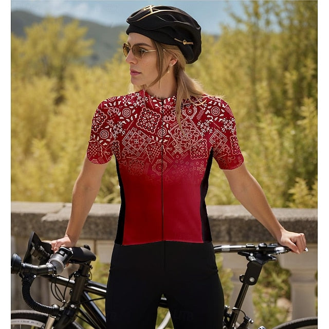 Women's Cycling Jersey Graphic Geometric Gradient Short