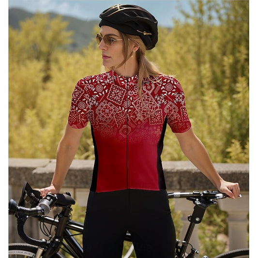 Women's Cycling Jersey Graphic Geometric Gradient Short