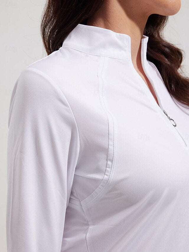 Women's Golf Polo Shirt Light Yellow Lake blue Black Long