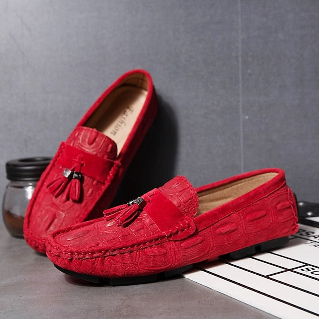 Men's Loafers Tassel with Suede Faux and Detail Brown