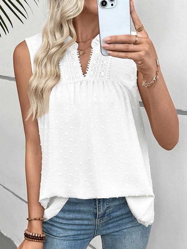 Women's T Shirt Tee Top Lace Patchwork Plain Fashion