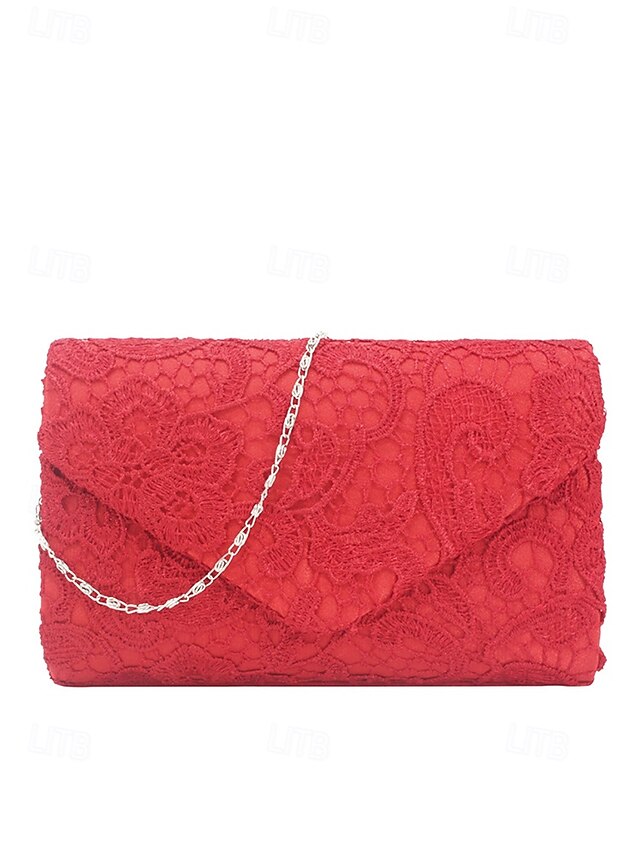 Clutch with Lace Women's Bag Evening Strap Chain